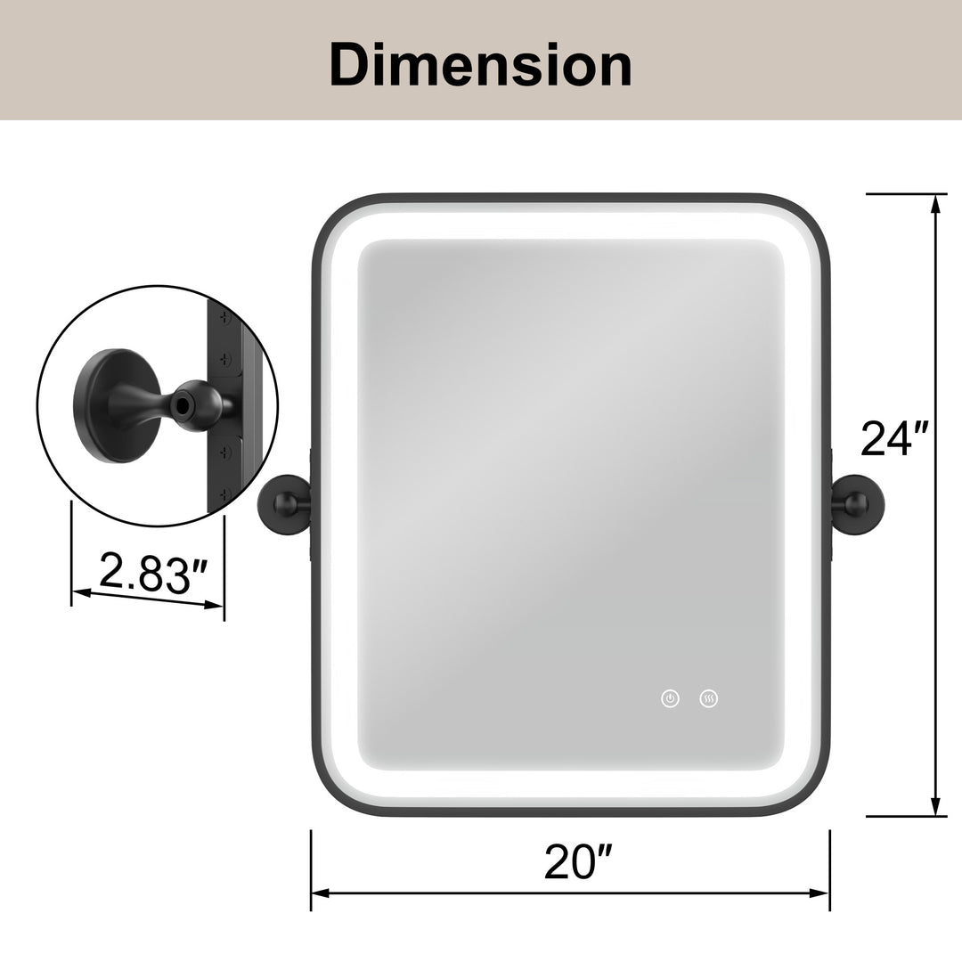 Elevate Home Modern Led Framed Tempered Anti-fog Dimmable 3-color Wall Mounted Vanity Mirror For Bathroom #52001