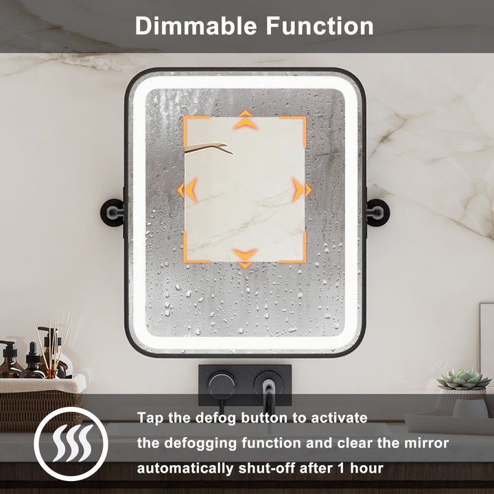 Elevate Home Modern Led Framed Tempered Anti-fog Dimmable 3-color Wall Mounted Vanity Mirror For Bathroom #52001