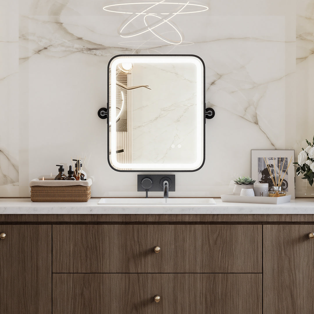Elevate Home Modern Led Framed Tempered Anti-fog Dimmable 3-color Wall Mounted Vanity Mirror For Bathroom #52001