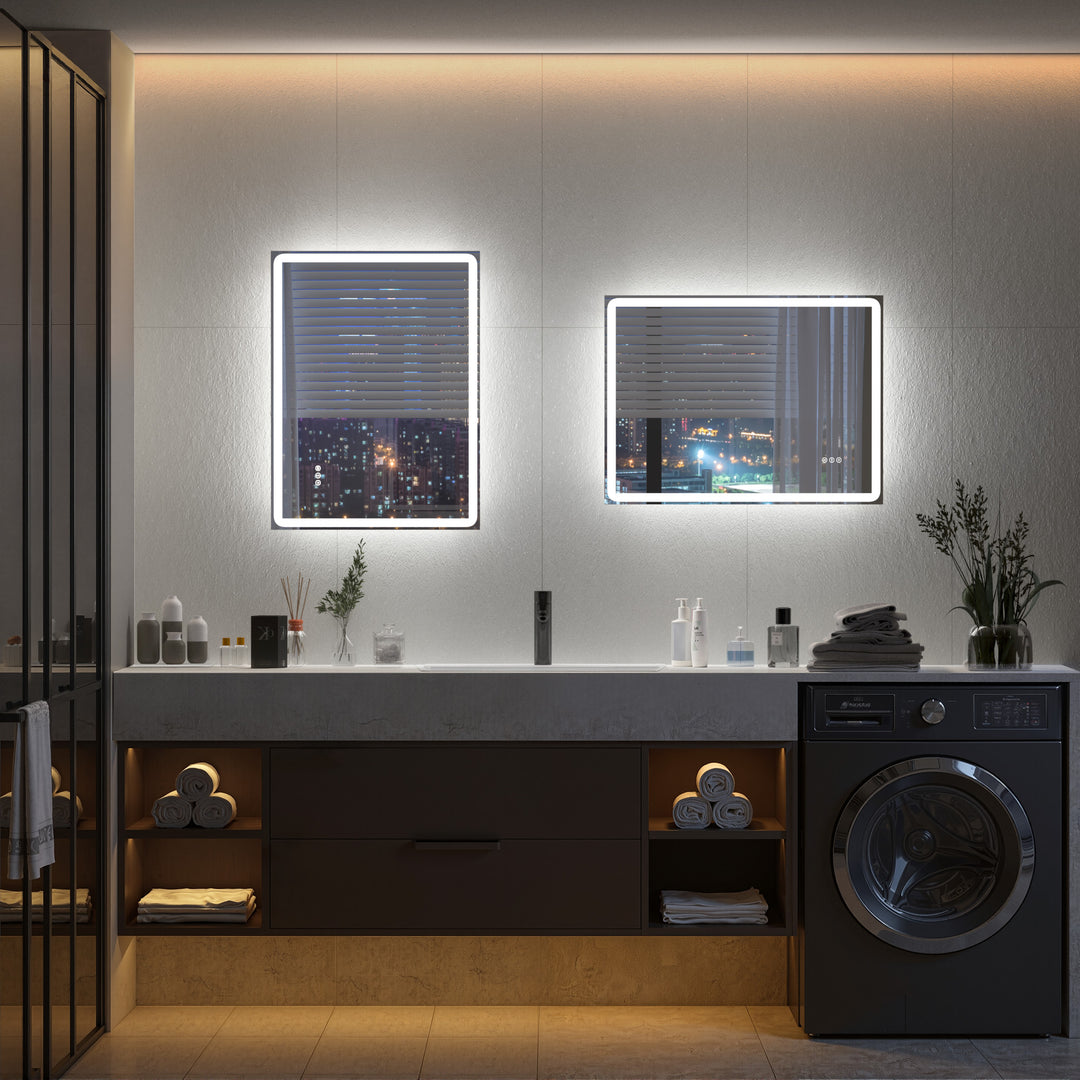 Elevate Home LED Modern Rectangular Anti-Fog Temperature Adjustable Vanity&Bathroom Mirror #RA02