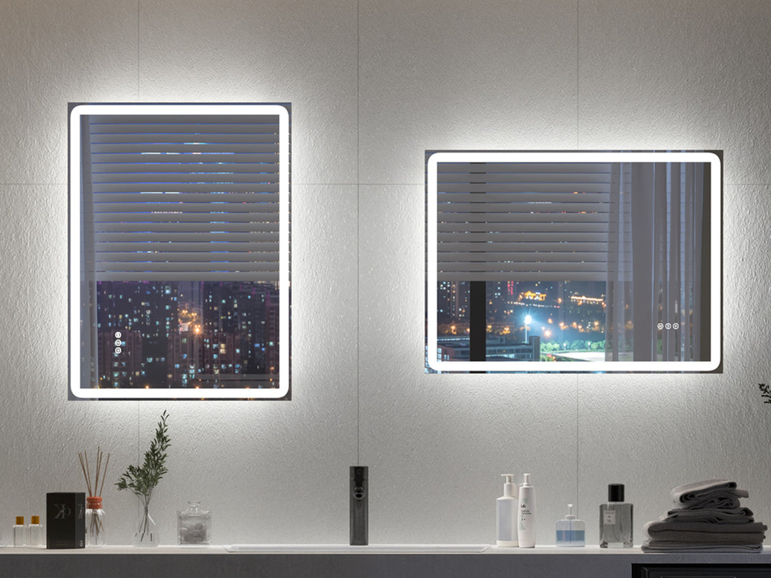 Elevate Home LED Modern Rectangular Anti-Fog Temperature Adjustable Vanity&Bathroom Mirror #RA02