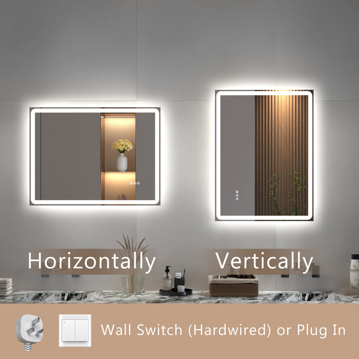 Elevate Home LED Modern Rectangular Anti-Fog Temperature Adjustable Vanity&Bathroom Mirror #RA02