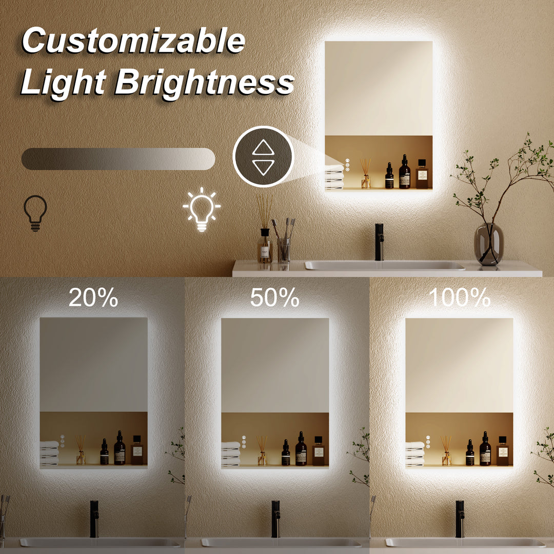 Elevate Home Modern Frameless LED Lighted Anti-Fog Dimmable Tempred Bathroom&Vanity Mirror #BL02