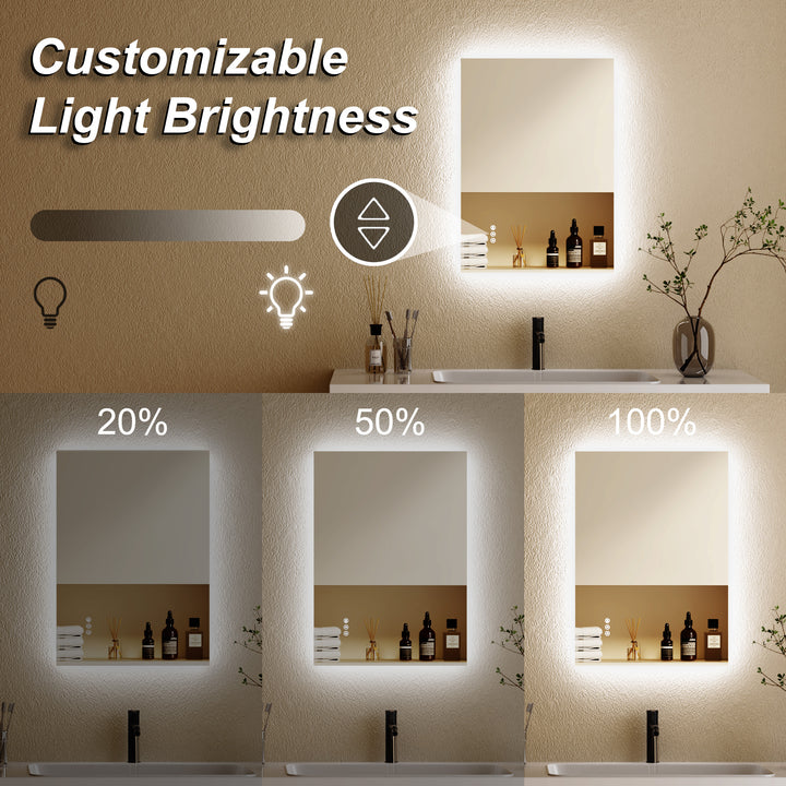 Elevate Home Modern Frameless LED Lighted Anti-Fog Dimmable Tempred Bathroom&Vanity Mirror #BL02