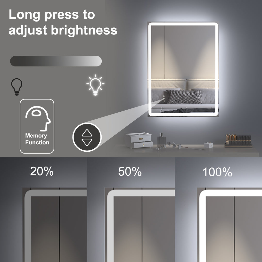 Elevate Home LED Modern Rectangular Anti-Fog Temperature Adjustable Vanity&Bathroom Mirror #RA02