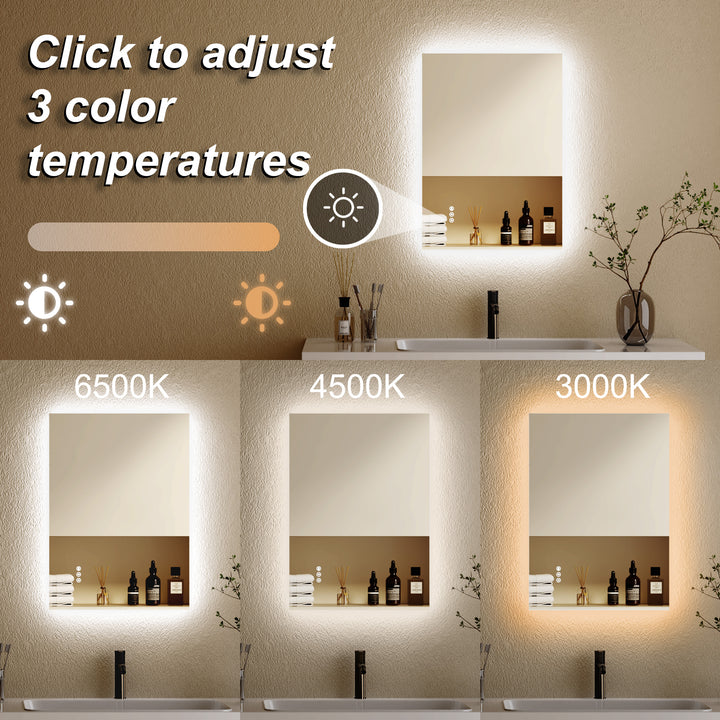Elevate Home Modern Frameless LED Lighted Anti-Fog Dimmable Tempred Bathroom&Vanity Mirror #BL02