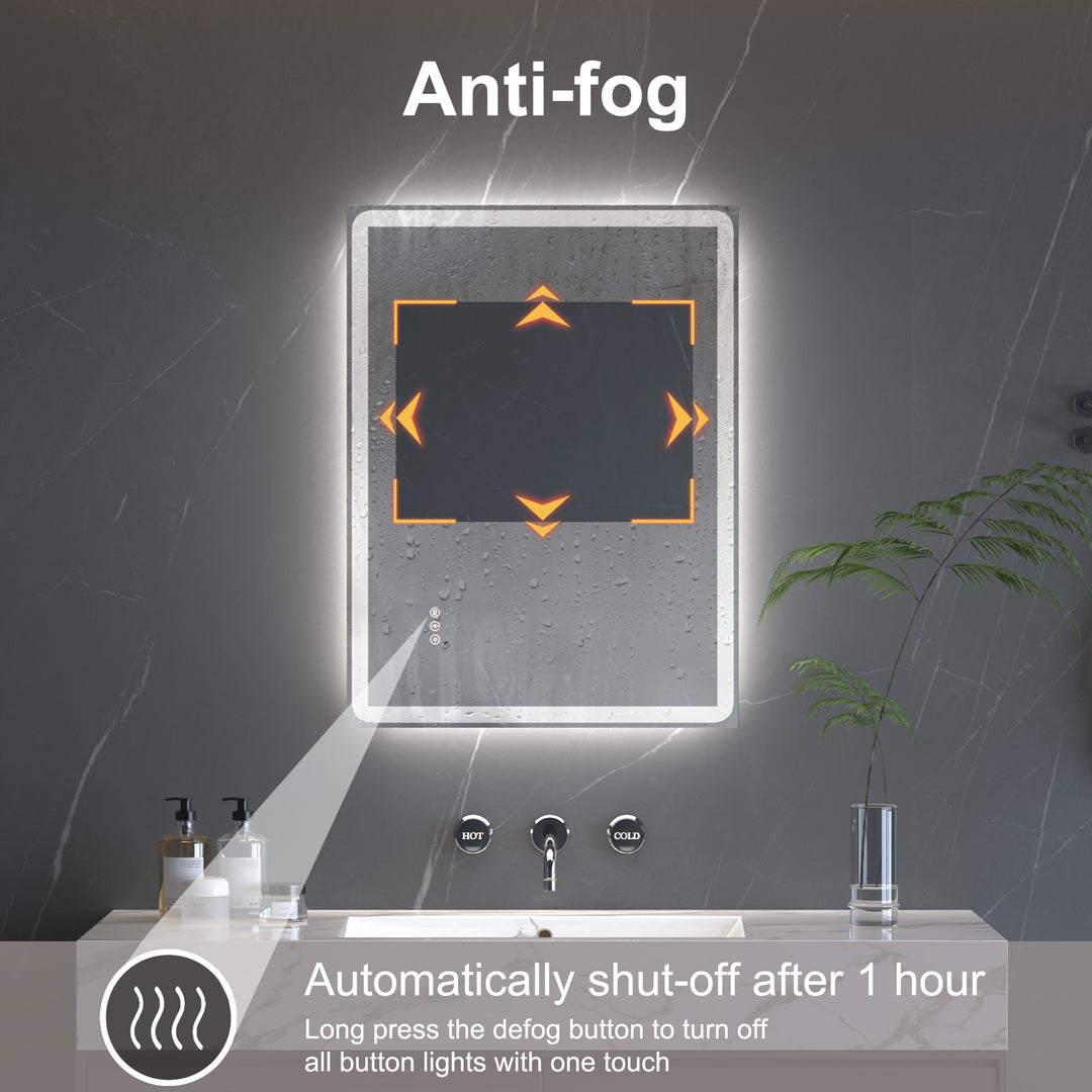 Elevate Home LED Modern Rectangular Anti-Fog Temperature Adjustable Vanity&Bathroom Mirror #RA02