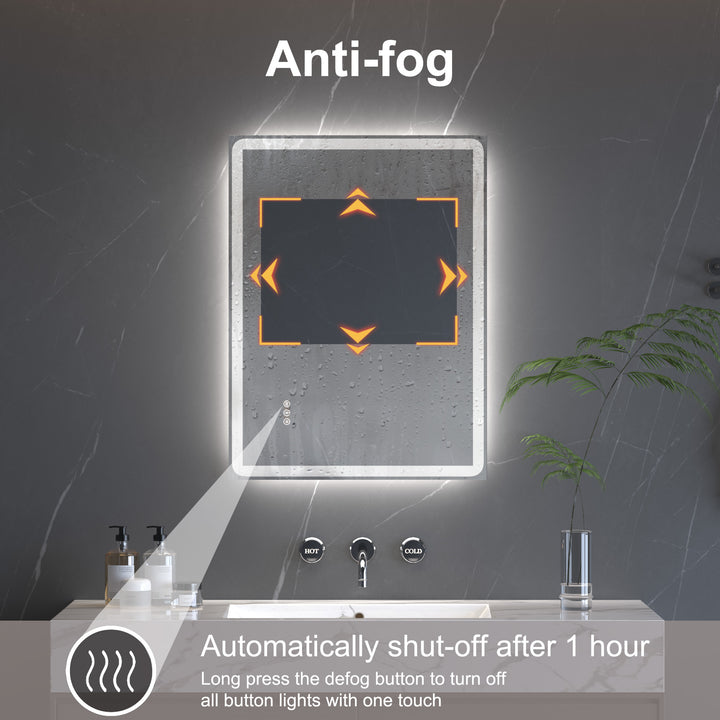 Elevate Home LED Modern Rectangular Anti-Fog Temperature Adjustable Vanity&Bathroom Mirror #RA02