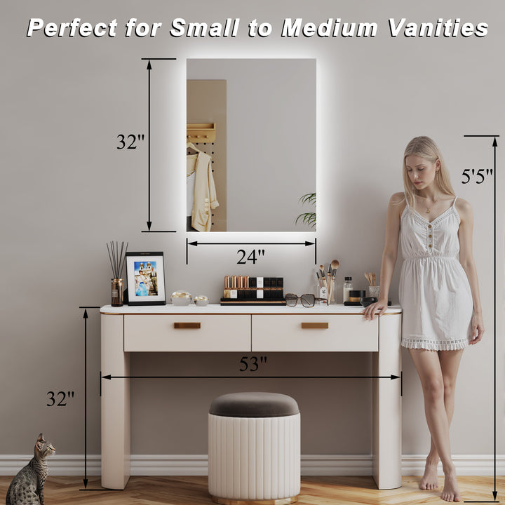 Elevate Home Modern Frameless LED Lighted Anti-Fog Dimmable Tempred Bathroom&Vanity Mirror #BL02