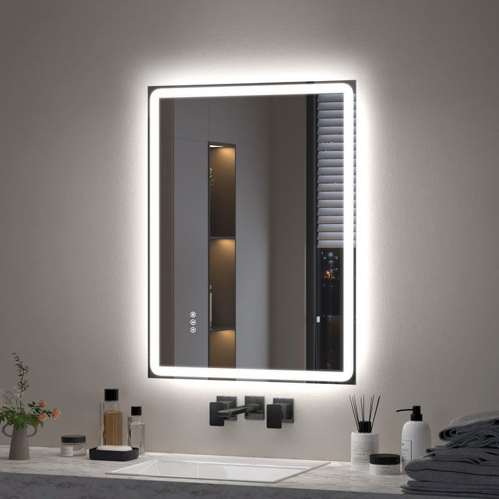 Elevate Home LED Modern Rectangular Anti-Fog Temperature Adjustable Vanity&Bathroom Mirror #RA02