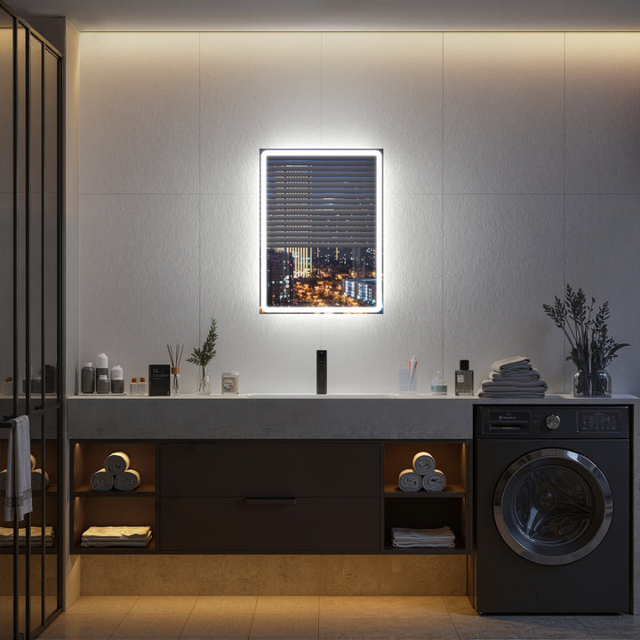 Elevate Home LED Modern Rectangular Anti-Fog Temperature Adjustable Vanity&Bathroom Mirror #RA02