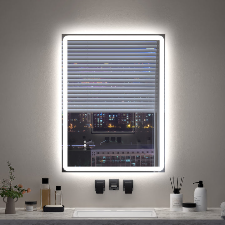 Elevate Home LED Modern Rectangular Anti-Fog Temperature Adjustable Vanity&Bathroom Mirror #RA02