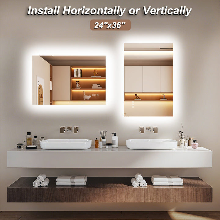 Elevate Home Modern Frameless LED Lighted Anti-Fog Dimmable Tempred Bathroom&Vanity Mirror #BL02