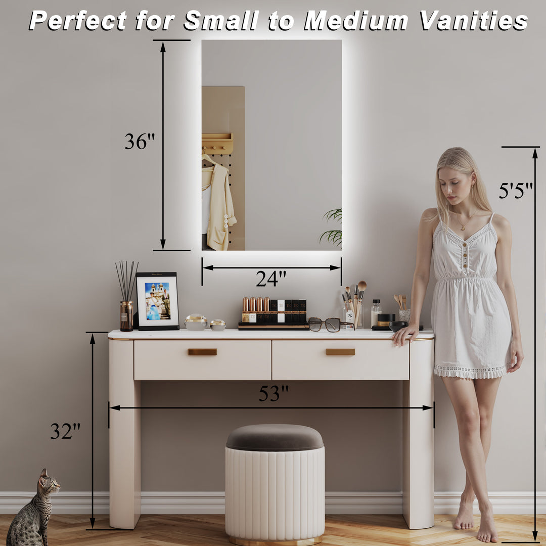 Elevate Home Modern Frameless LED Lighted Anti-Fog Dimmable Tempred Bathroom&Vanity Mirror #BL02