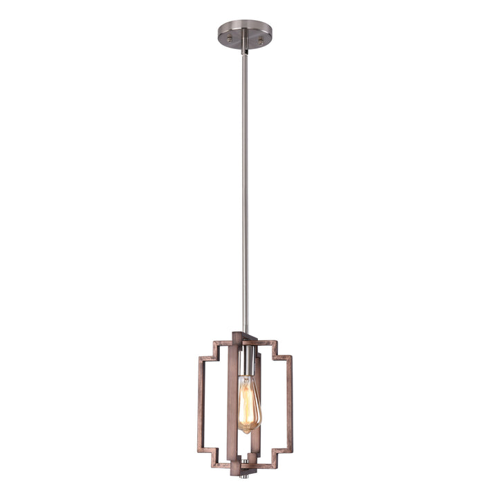 1 - Light Lantern Square/Rectangle Pendant With Wrought Iron Accents