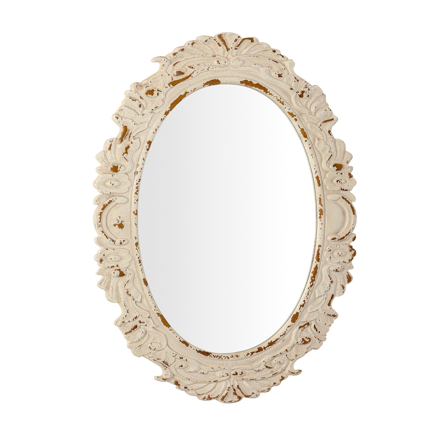 Twilight Traditional Oval Solid Wood Framed Antique White Accent