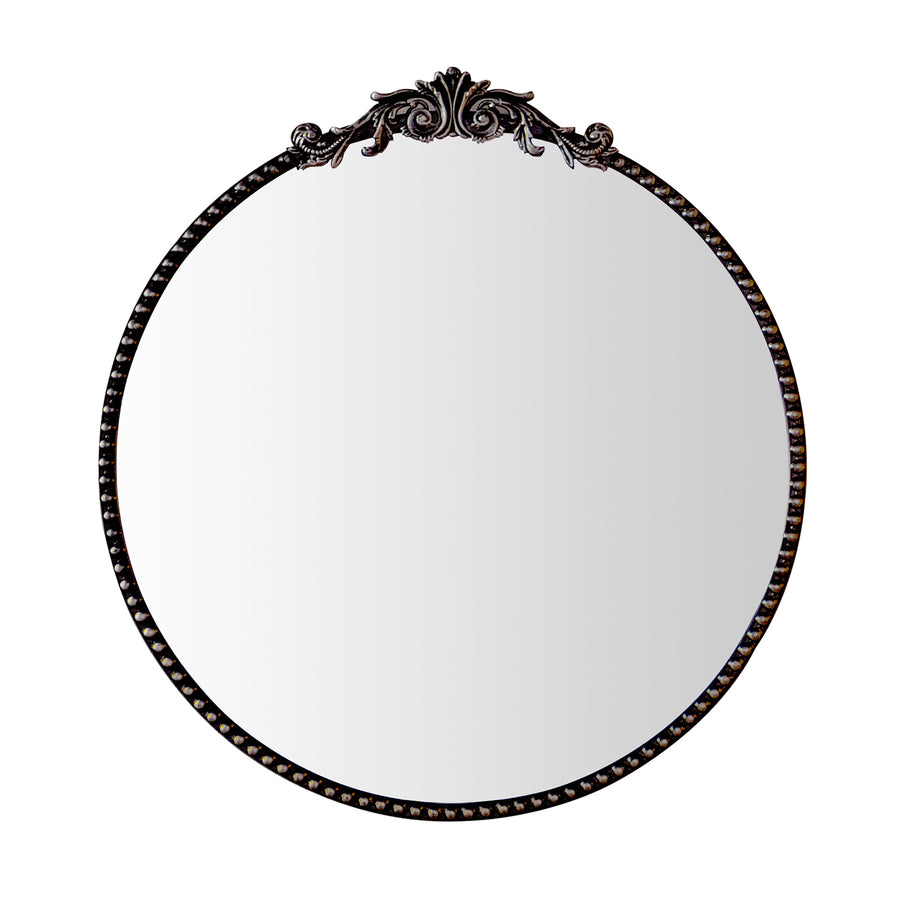 Opulence Vintage Carved Round Decorative Mirror with Metal Frame #25019