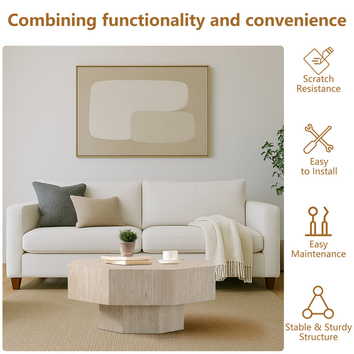 Timeless 30.5'' Modern Octagon Drum White Wooden Coffee Table For Living Room&bedroom #25034