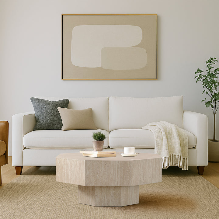 Timeless 30.5'' Modern Octagon Drum White Wooden Coffee Table For Living Room&bedroom #25034