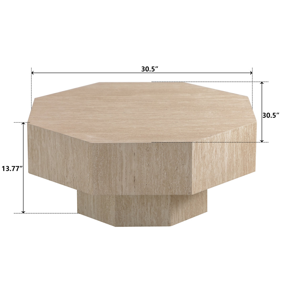 Timeless 30.5'' Modern Octagon Drum White Wooden Coffee Table For Living Room&bedroom #25034