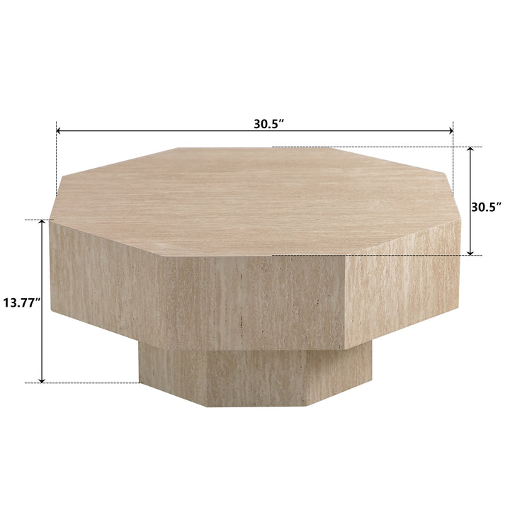Timeless 30.5'' Modern Octagon Drum White Wooden Coffee Table For Living Room&bedroom #25034