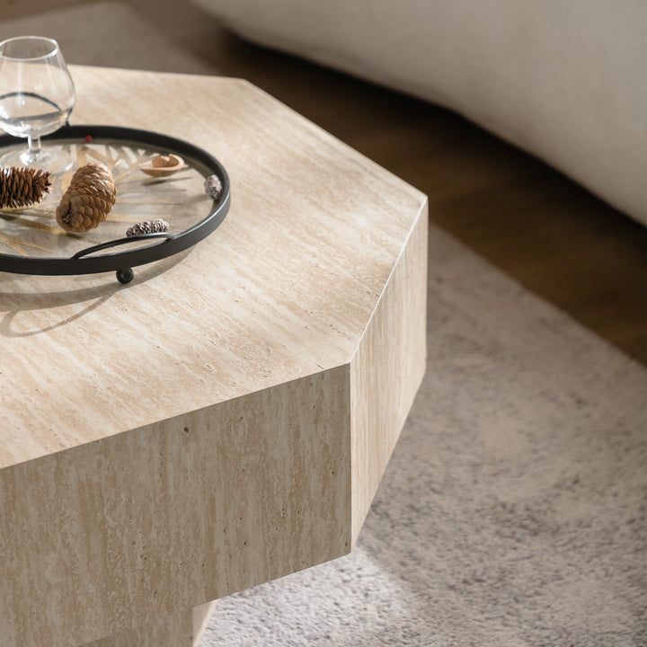 Timeless 30.5'' Modern Octagon Drum White Wooden Coffee Table For Living Room&bedroom #25034