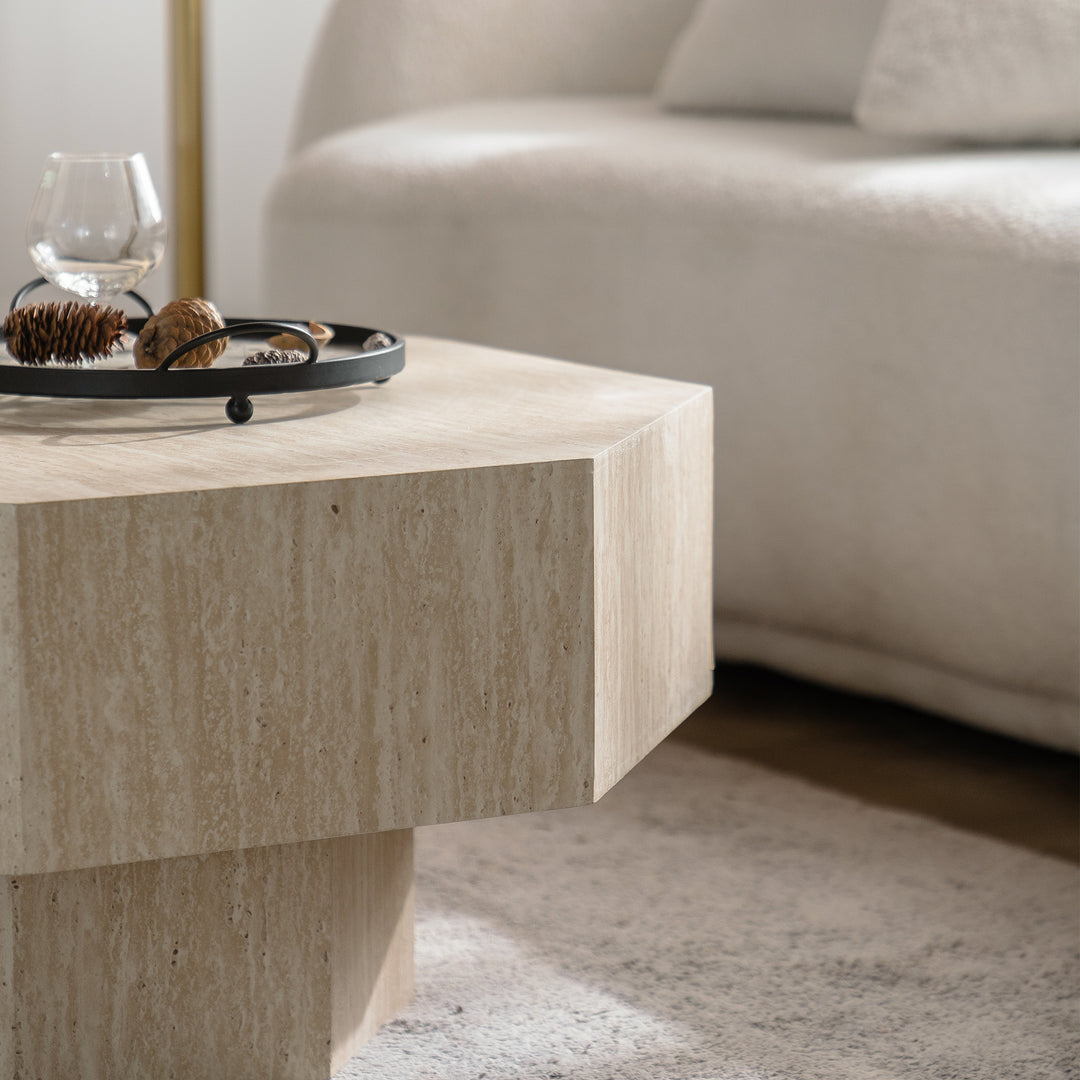 Timeless 30.5'' Modern Octagon Drum White Wooden Coffee Table For Living Room&bedroom #25034