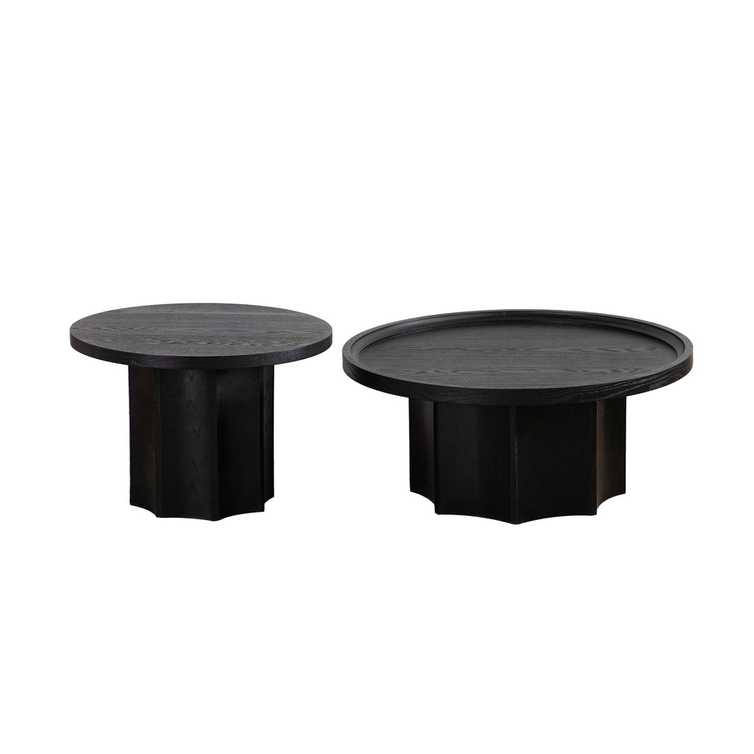 Blend 2-piece Round Nesting Coffee Table Set Wooden End Tables For Living Room&bedroom #25038