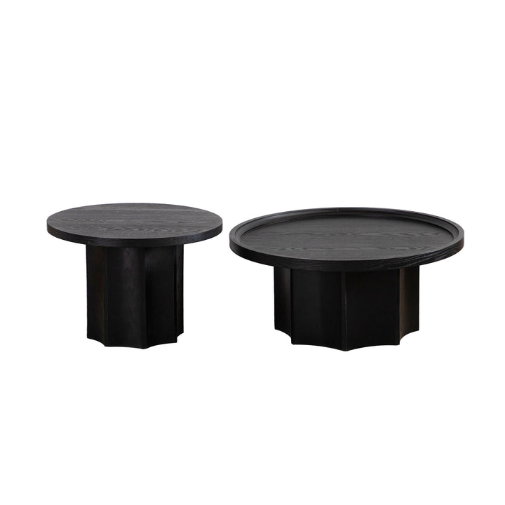 Blend 2-piece Round Nesting Coffee Table Set Wooden End Tables For Living Room&bedroom #25038