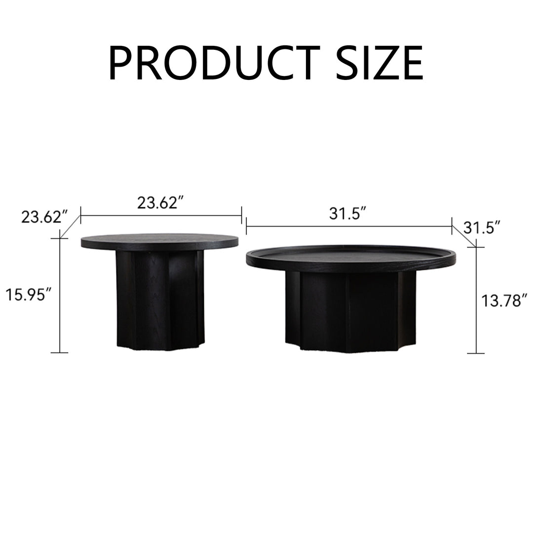 Blend 2-piece Round Nesting Coffee Table Set Wooden End Tables For Living Room&bedroom #25038