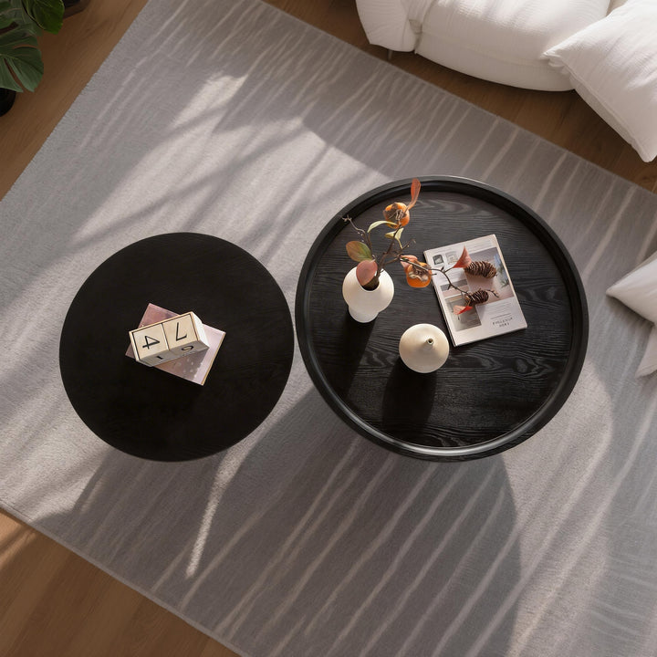 Blend 2-piece Round Nesting Coffee Table Set Wooden End Tables For Living Room&bedroom #25038