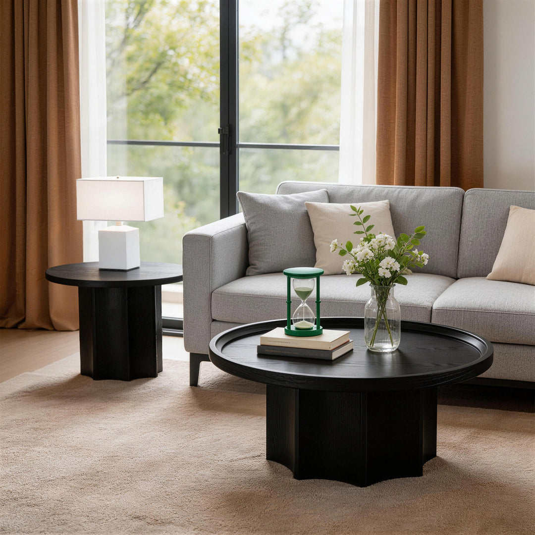 Blend 2-piece Round Nesting Coffee Table Set Wooden End Tables For Living Room&bedroom #25038