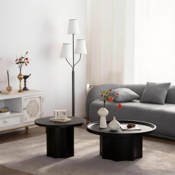 Blend 2-piece Round Nesting Coffee Table Set Wooden End Tables For Living Room&bedroom #25038