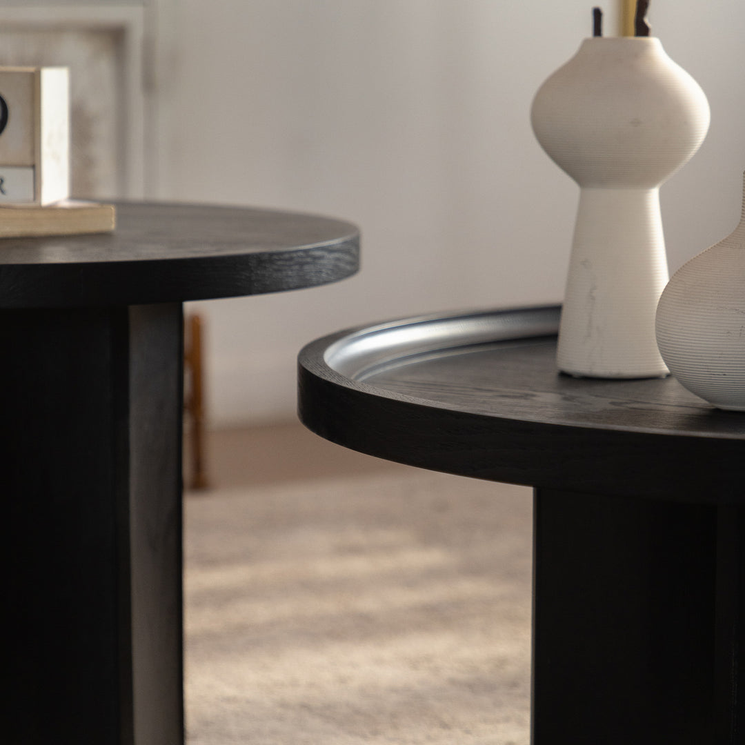 Blend 2-piece Round Nesting Coffee Table Set Wooden End Tables For Living Room&bedroom #25038