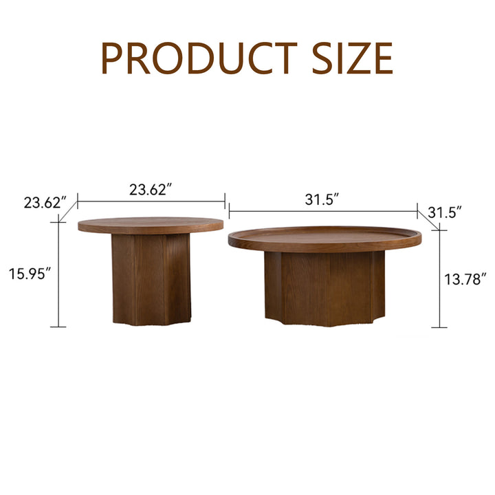 Blend 2-piece Round Nesting Coffee Table Set Wooden End Tables For Living Room&bedroom #25038