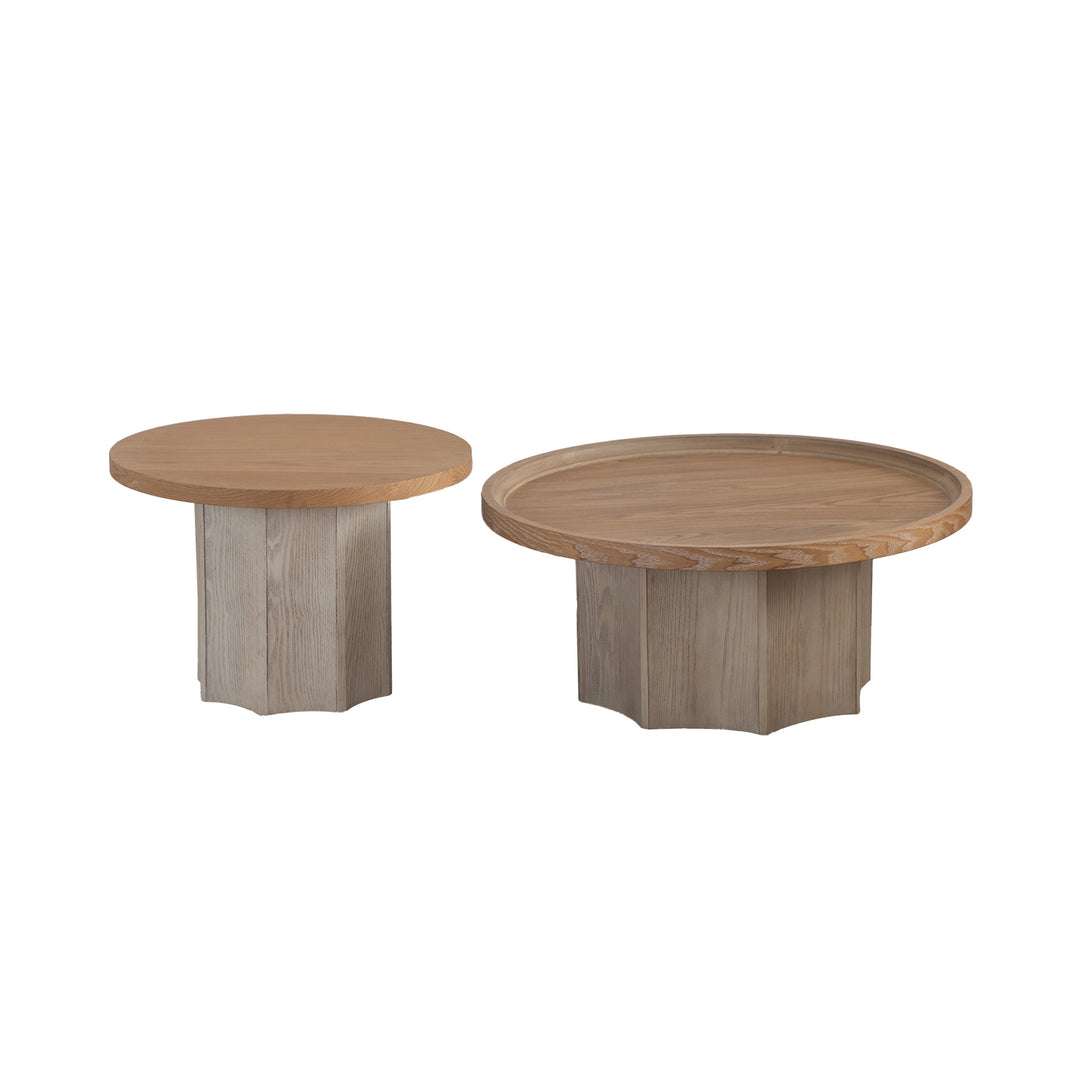 Blend 2-piece Round Nesting Coffee Table Set Wooden End Tables For Living Room&bedroom #25038