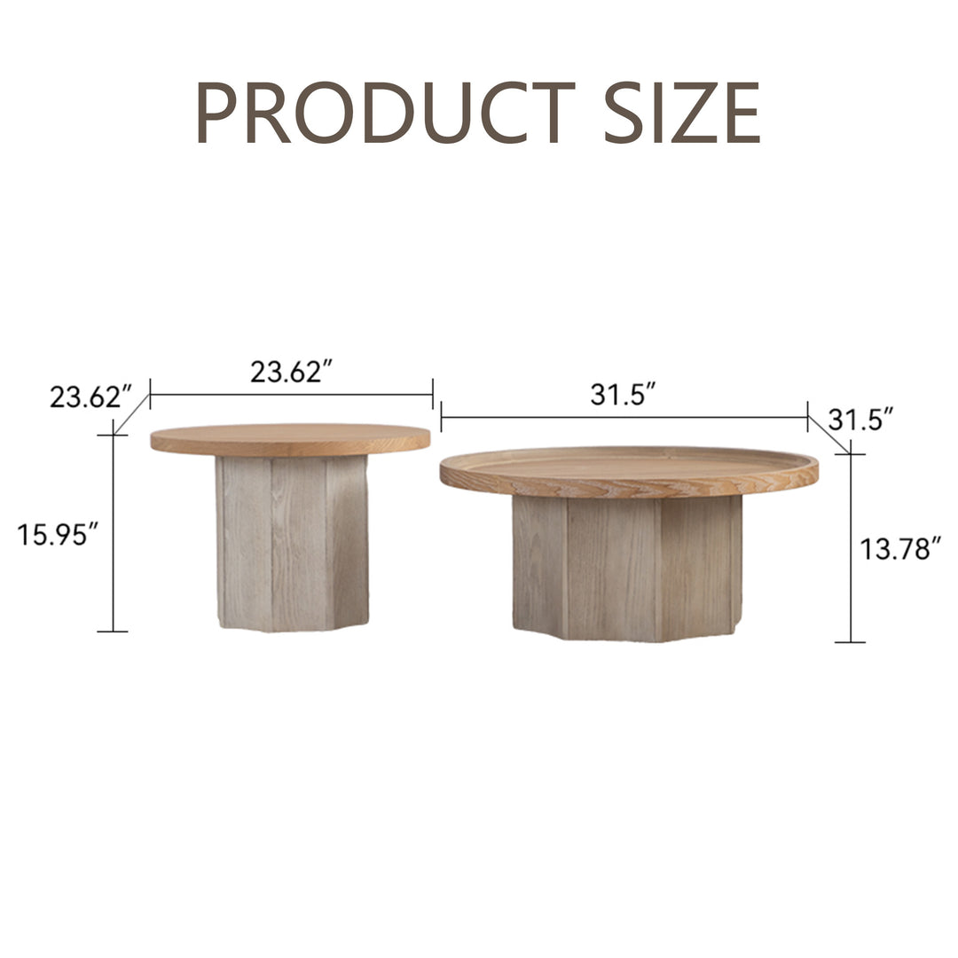 Blend 2-piece Round Nesting Coffee Table Set Wooden End Tables For Living Room&bedroom #25038