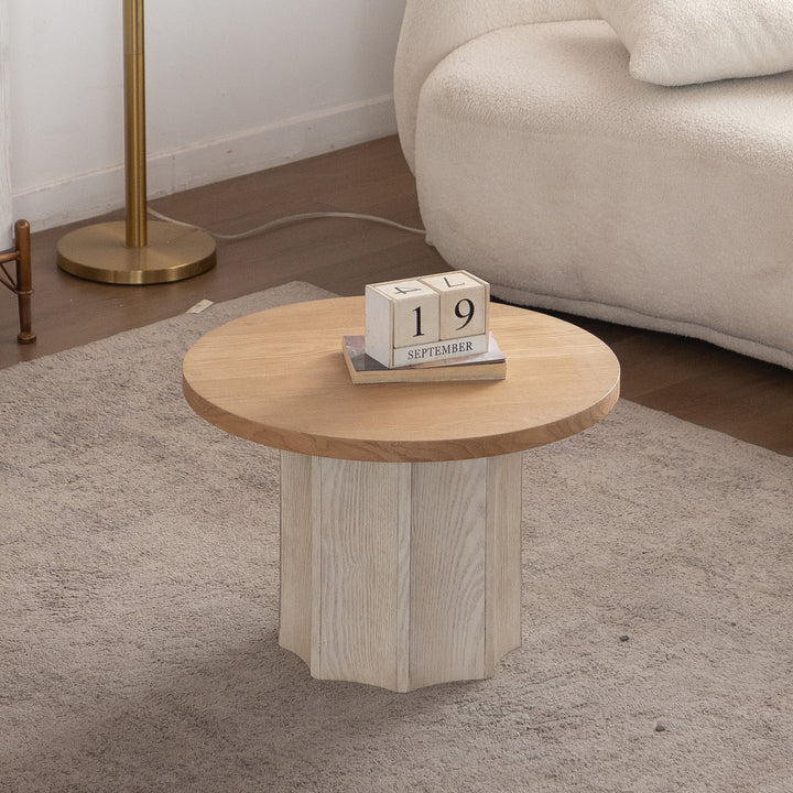 Blend 2-piece Round Nesting Coffee Table Set Wooden End Tables For Living Room&bedroom #25038