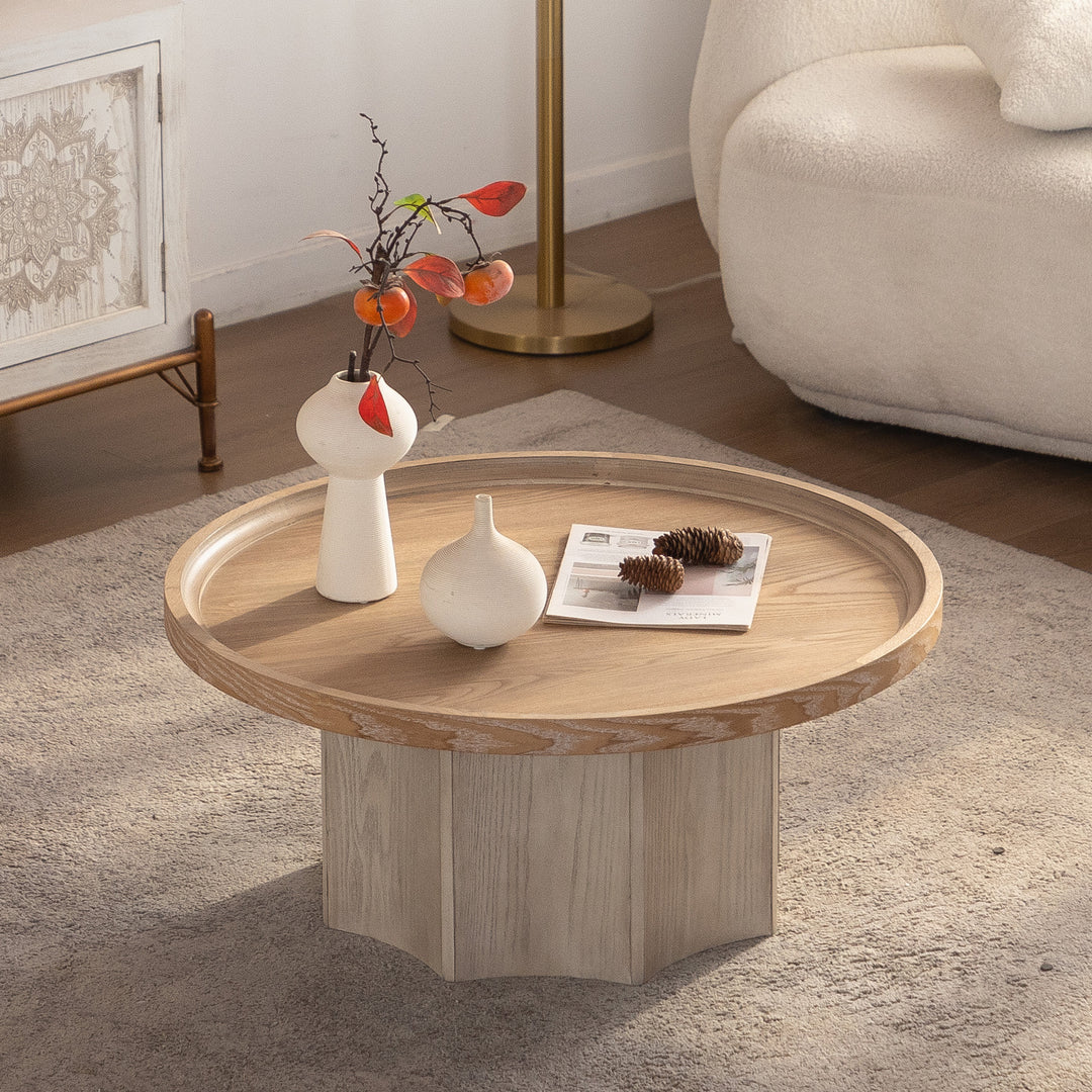 Blend 2-piece Round Nesting Coffee Table Set Wooden End Tables For Living Room&bedroom #25038