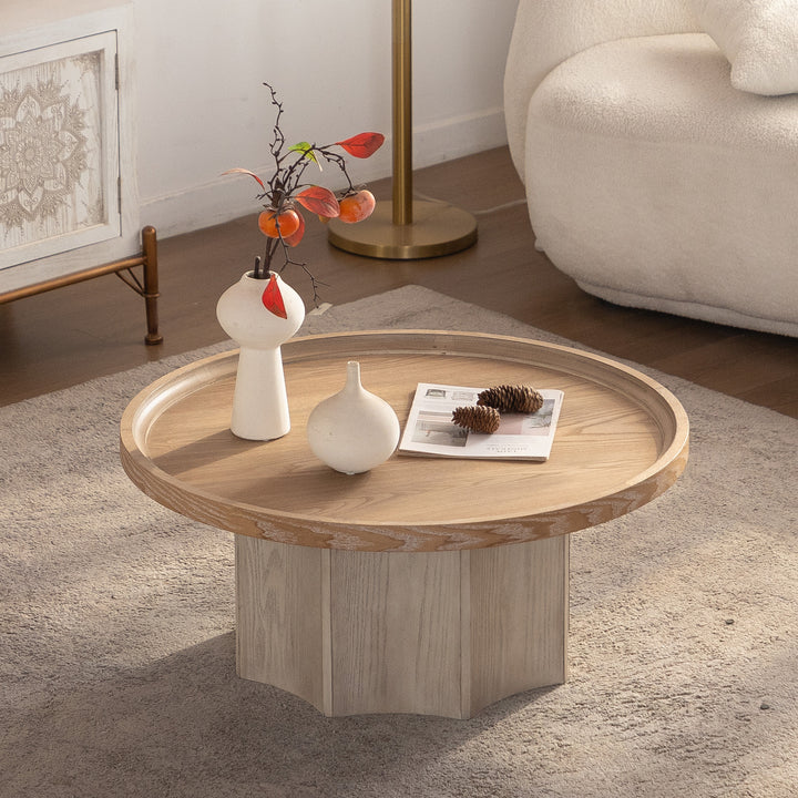 Blend 2-piece Round Nesting Coffee Table Set Wooden End Tables For Living Room&bedroom #25038