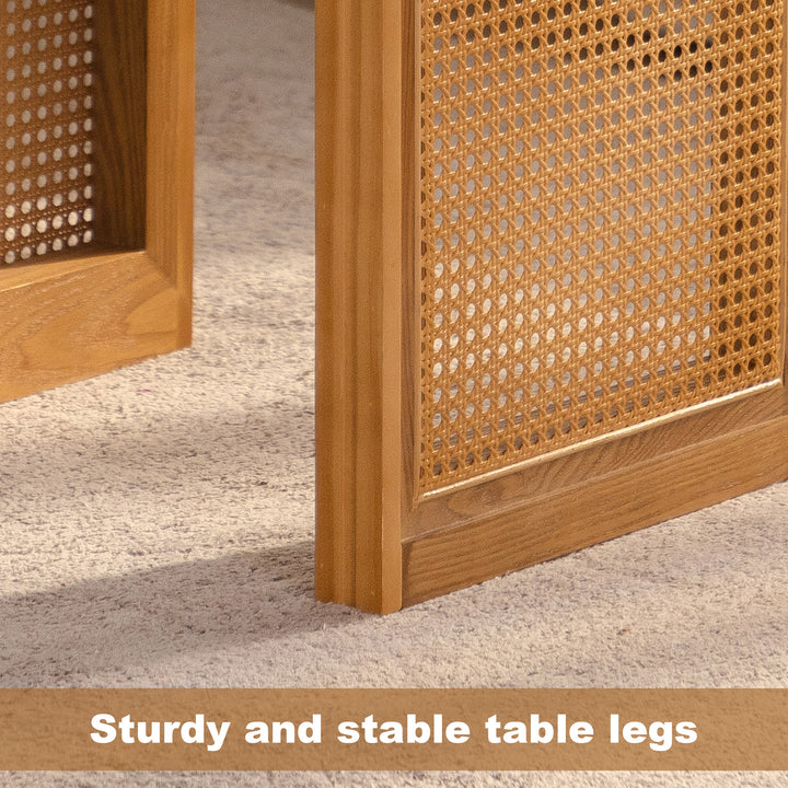 Coterie Rattan Solid Wood Table Set 2-piece With Storage Shelves Retro For Living Room #25041