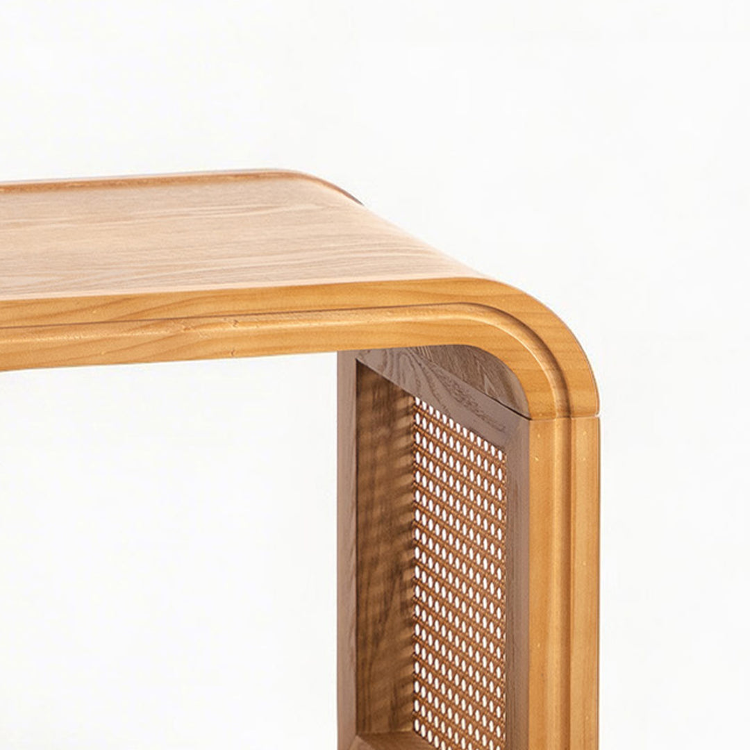Coterie Rattan Solid Wood Table Set 2-piece With Storage Shelves Retro For Living Room #25041