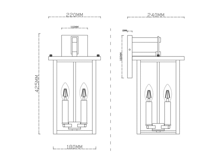 Maxax 16.7 Inch H Outdoor Wall Lantern with Dusk to Dawn #2530