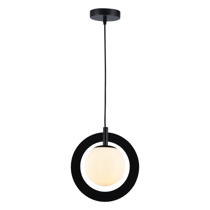 Maxax 1 - Light Single Globe Pendant with Wrought Iron Accents #MX5014-P1BK