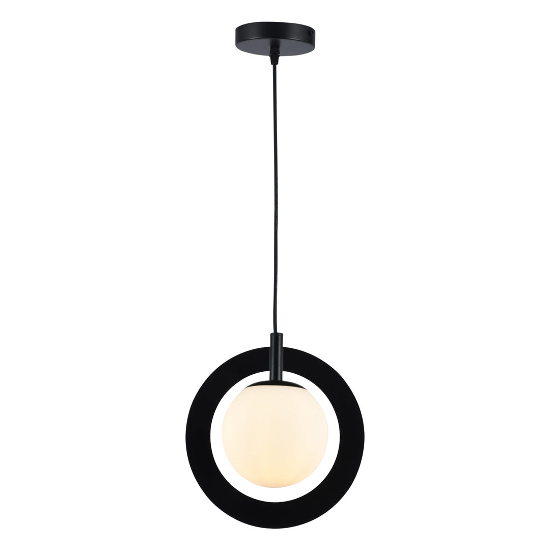 Maxax 1 - Light Single Globe Pendant with Wrought Iron Accents #MX5014