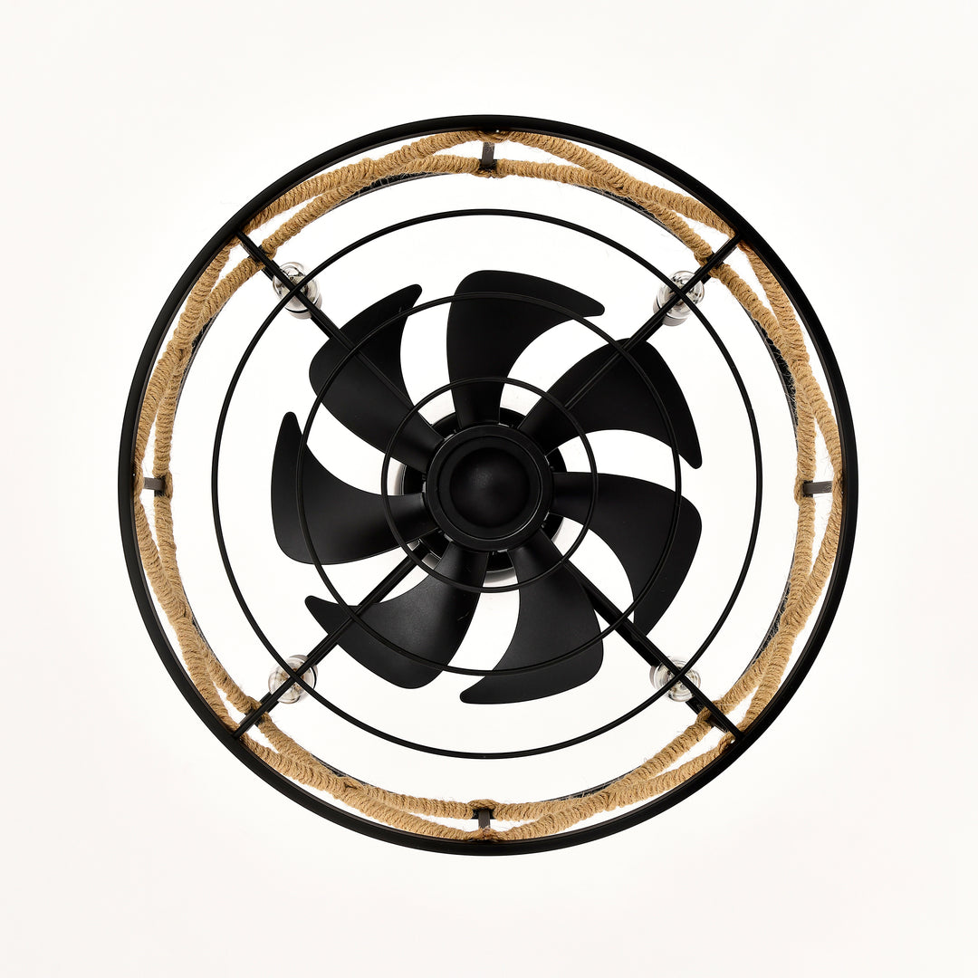 Maxax 19" Boho Caged Low Profile Ceiling Fan with Light and Remote, Stepless Color Temperature & 6 Speeds, Farmhouse Flush Mount Fan for Bedroom, Kitchen, Living Room, Kids Room #26001