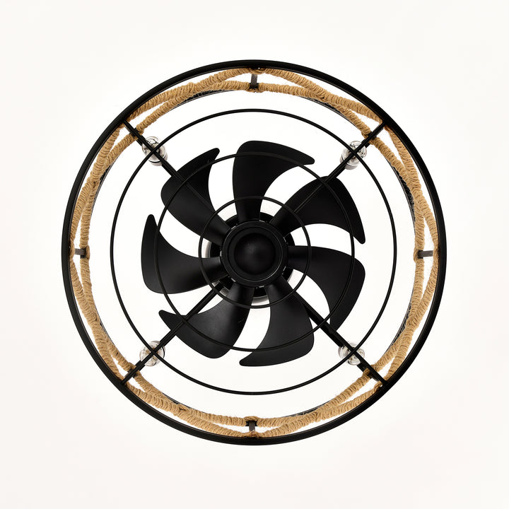 Maxax 19" Boho Caged Low Profile Ceiling Fan with Light and Remote, Stepless Color Temperature & 6 Speeds, Farmhouse Flush Mount Fan for Bedroom, Kitchen, Living Room, Kids Room #26001