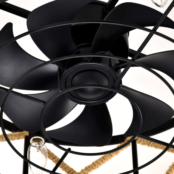 Maxax 19" Boho Caged Low Profile Ceiling Fan with Light and Remote, Stepless Color Temperature & 6 Speeds, Farmhouse Flush Mount Fan for Bedroom, Kitchen, Living Room, Kids Room #26001