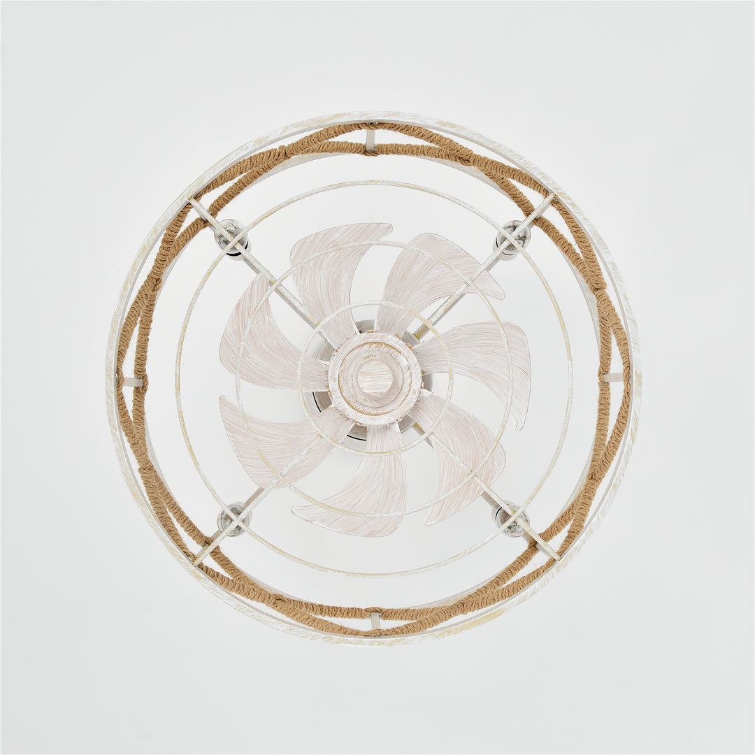 Maxax 19" Boho Caged Low Profile Ceiling Fan with Light and Remote, Stepless Color Temperature & 6 Speeds, Farmhouse Flush Mount Fan for Bedroom, Kitchen, Living Room, Kids Room #26001