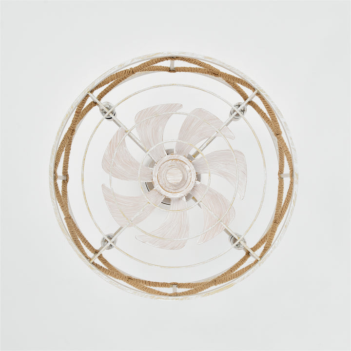 Maxax 19" Boho Caged Low Profile Ceiling Fan with Light and Remote, Stepless Color Temperature & 6 Speeds, Farmhouse Flush Mount Fan for Bedroom, Kitchen, Living Room, Kids Room #26001